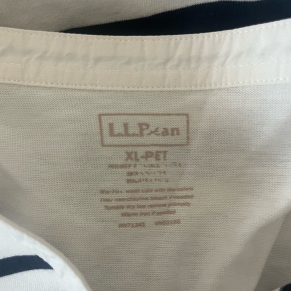 L.L. Bean Navy and White Striped Henley 3/4 Sleeve Cotton‎ Top Size XL Petite - Picture 4 of 5